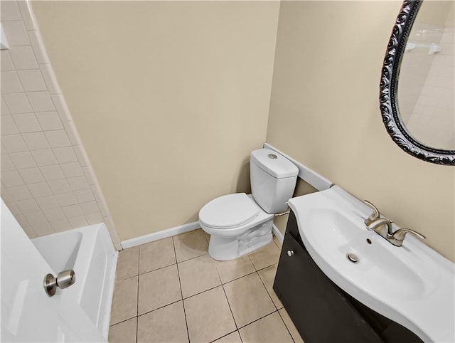 bathroom featuring tile patterned floors, toilet, and vanity