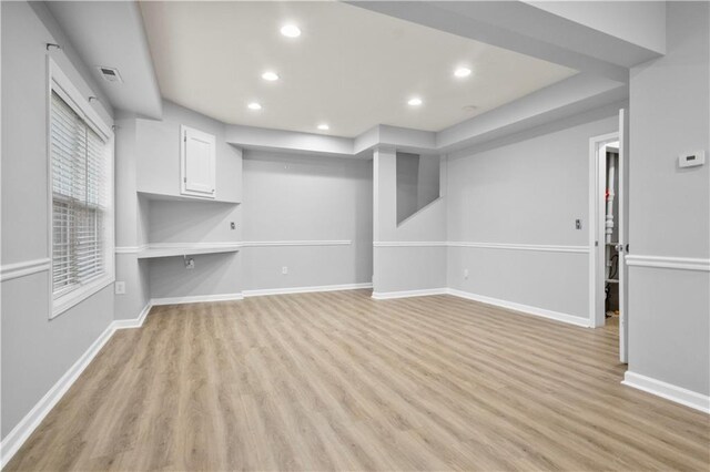 unfurnished living room with light hardwood / wood-style floors