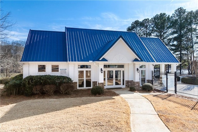 view of front of property featuring french doors