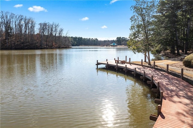 view of dock featuring a water view