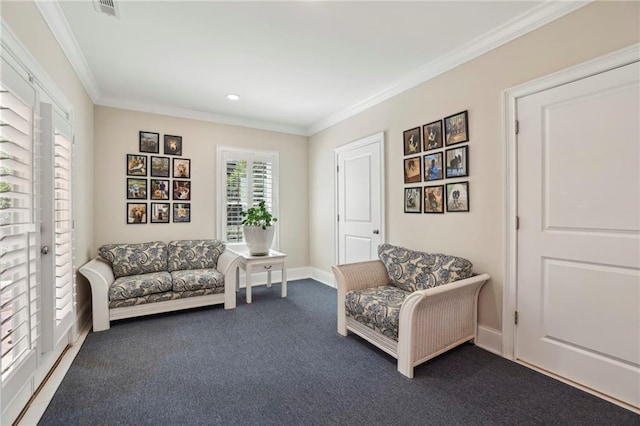 3005 Evelyn Ln, Alpharetta, GA 30004 - sitting room with carpet, ornamental molding, and recessed lighting