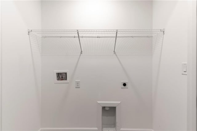 4948 Sudbrook Way, Peachtree Corners, GA 30092 - laundry area featuring baseboards, hookup for an electric dryer, washer hookup, and laundry area
