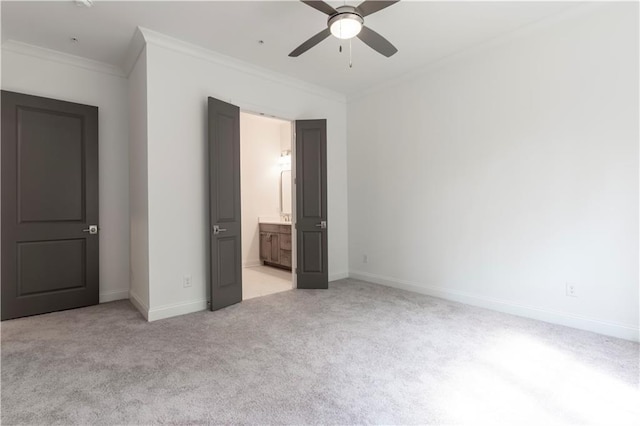 4948 Sudbrook Way, Peachtree Corners, GA 30092 - unfurnished bedroom with crown molding, baseboards, light carpet, and ensuite bath