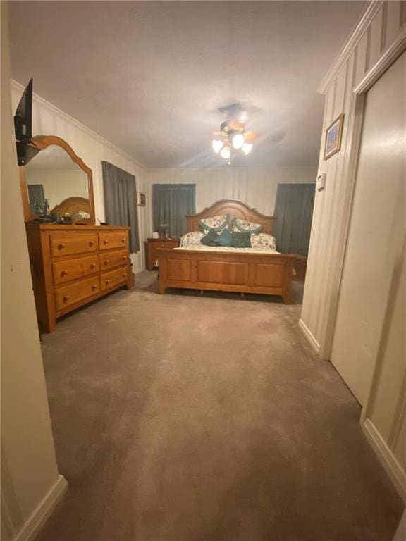 bedroom with carpet and ceiling fan