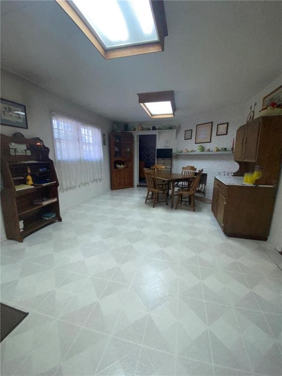 interior space featuring light tile patterned flooring