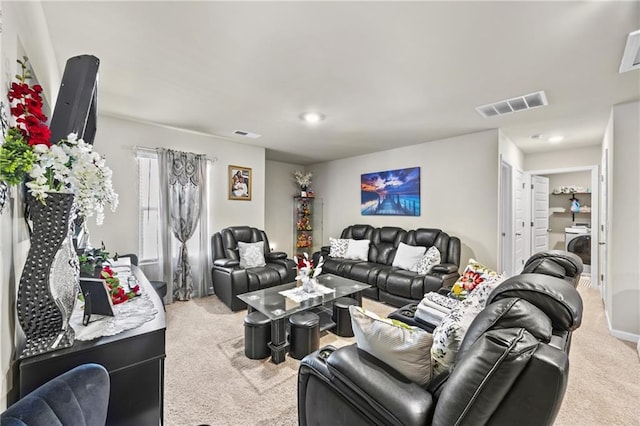 450 Noblewood Dr, Mcdonough, GA 30252 - carpeted living area featuring washer / clothes dryer and recessed lighting