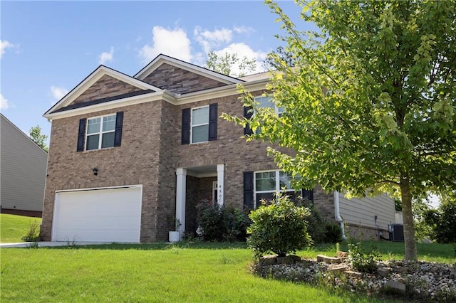 450 Noblewood Dr, Mcdonough, GA 30252 - view of front of house with a garage, a front yard, and brick siding