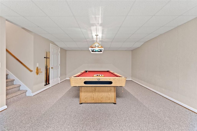 2140 Old Orchard Ln, Canton, GA 30114 - game room featuring carpet flooring, pool table, and a drop ceiling
