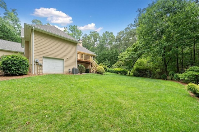 2140 Old Orchard Ln, Canton, GA 30114 - view of grassy yard with stairs and a deck