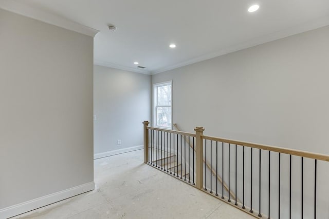 hallway with ornamental molding