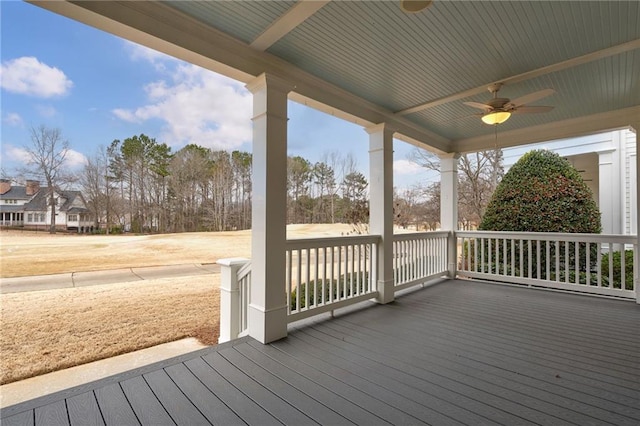 deck with a ceiling fan