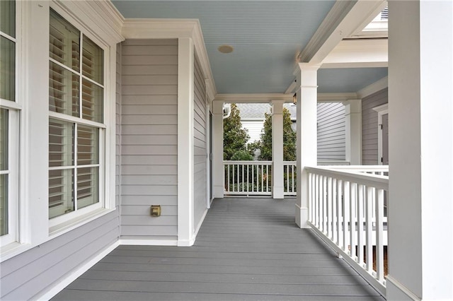 wooden terrace with covered porch