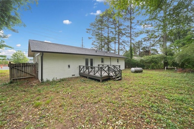 8535 Hiram Acworth Hwy, Dallas, GA 30157 - back of house featuring a wooden deck and brick siding