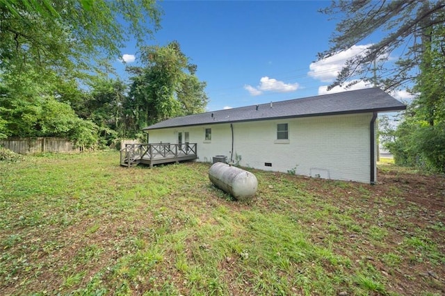 8535 Hiram Acworth Hwy, Dallas, GA 30157 - rear view of house featuring a deck, crawl space, and brick siding