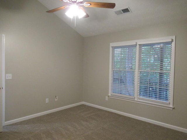 152 Royal Oaks Ln, Dahlonega, GA 30533 - carpeted spare room featuring ceiling fan, baseboards, and vaulted ceiling