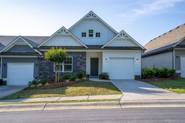 155 Sanctuary Pl, Jasper, GA 30107 - craftsman-style house with board and batten siding, driveway, stone siding, and a front yard