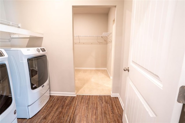 155 Sanctuary Pl, Jasper, GA 30107 - washroom featuring separate washer and dryer and dark wood-style flooring