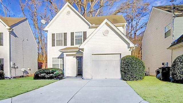 view of property featuring a front lawn