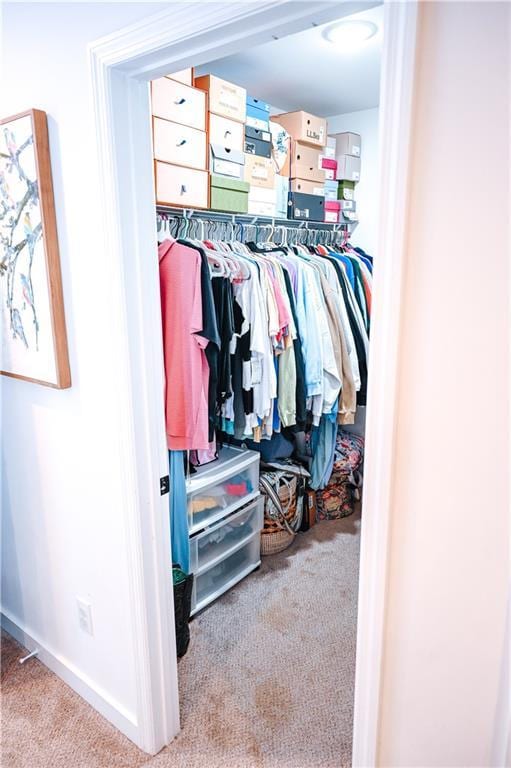 spacious closet with carpet floors