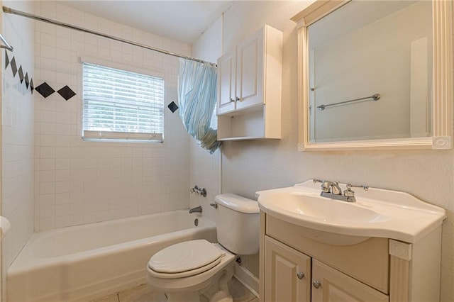 bathroom featuring  shower combination, vanity, and toilet