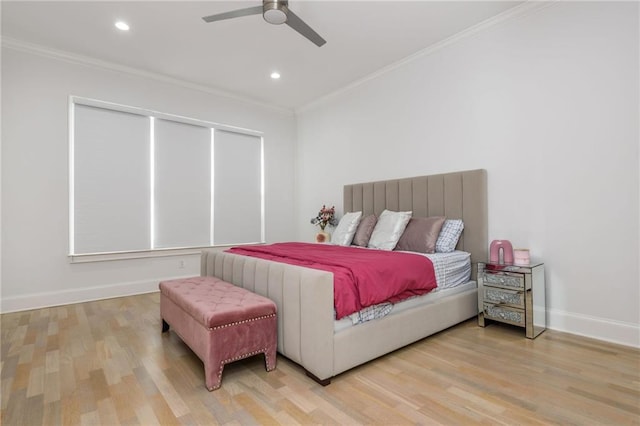 2461 Oak Grove Ests NE, Atlanta, GA 30345 - bedroom featuring ornamental molding, wood finished floors, baseboards, recessed lighting, and ceiling fan