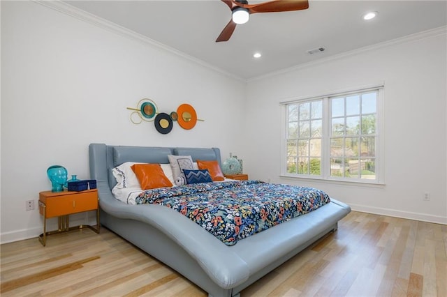 2461 Oak Grove Ests NE, Atlanta, GA 30345 - bedroom featuring wood finished floors, baseboards, crown molding, recessed lighting, and ceiling fan
