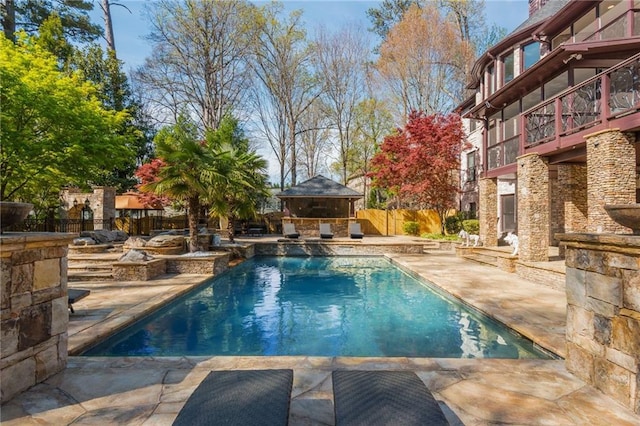 2461 Oak Grove Ests NE, Atlanta, GA 30345 - view of swimming pool featuring a patio area, a gazebo, and a fenced backyard