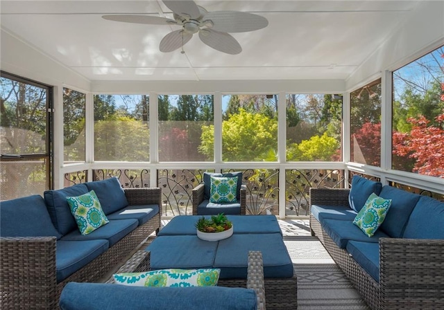 2461 Oak Grove Ests NE, Atlanta, GA 30345 - sunroom with an outdoor hangout area and ceiling fan