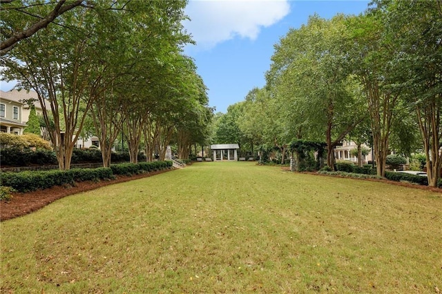 view of grassy yard featuring a gazebo