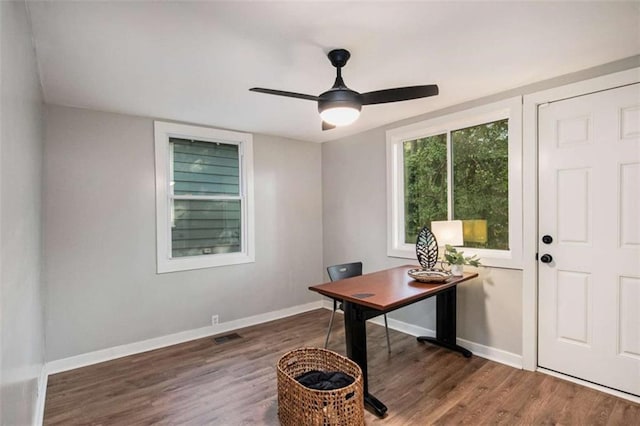 1336 Mcclelland Ave, Atlanta, GA 30344 - home office with wood finished floors and ceiling fan