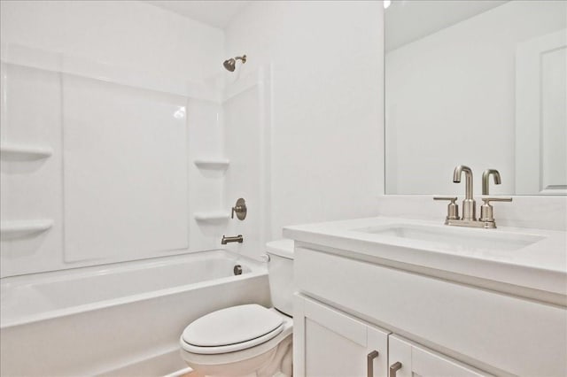 full bathroom featuring vanity, toilet, and shower / bathing tub combination