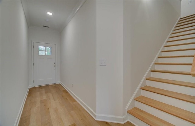 doorway featuring light hardwood / wood-style flooring