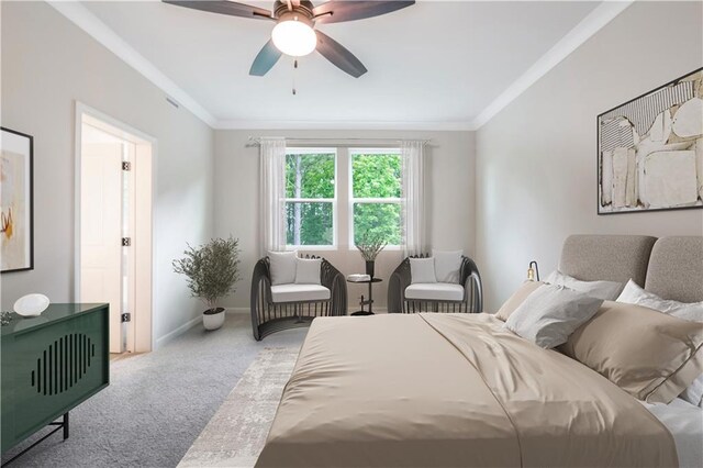 138 Henley St, Canton, GA 30114 - carpeted bedroom featuring crown molding, baseboards, and a ceiling fan