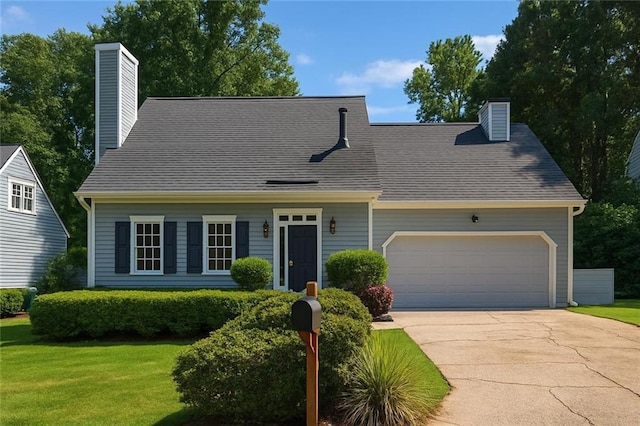 1175 Haven Brook Way, Atlanta, GA 30319 - new england style home featuring a chimney, an attached garage, concrete driveway, and a front lawn