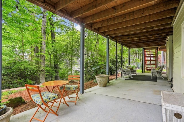 view of patio with stairway