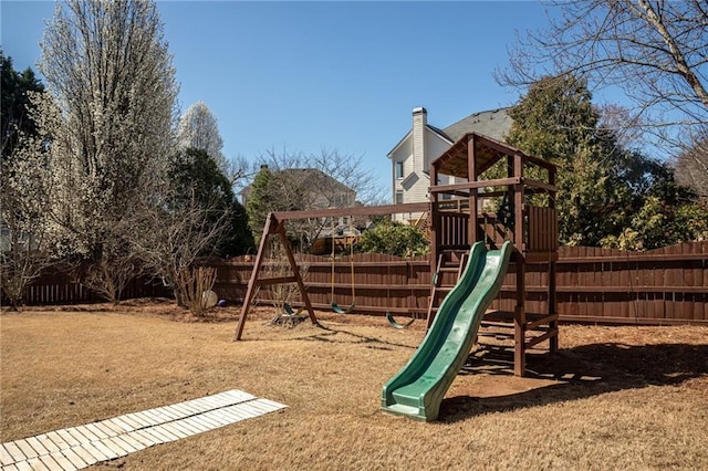 view of play area with fence