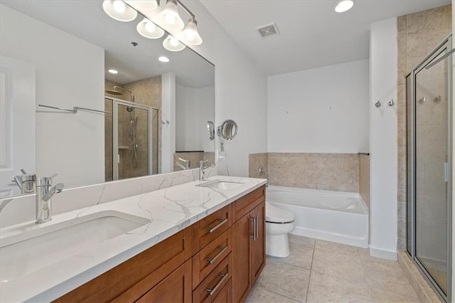 855 Peachtree St NE Unit 2713, Atlanta, GA 30308 - bathroom with visible vents, a shower stall, a sink, and a garden tub