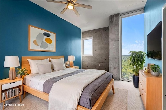 855 Peachtree St NE Unit 2713, Atlanta, GA 30308 - bedroom featuring light colored carpet and ceiling fan