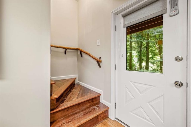 doorway featuring light wood-type flooring