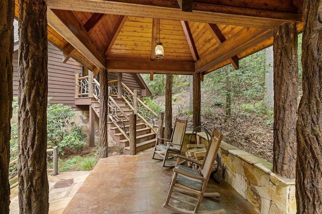 view of patio featuring a gazebo