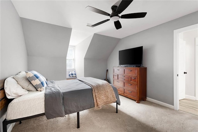 1642 Reflections Trl, Powder Springs, GA 30127 - bedroom featuring a ceiling fan, light colored carpet, and lofted ceiling