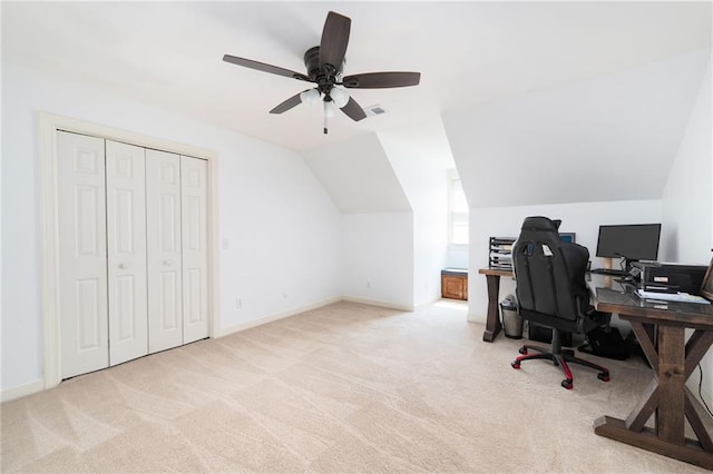1642 Reflections Trl, Powder Springs, GA 30127 - carpeted office space featuring ceiling fan and lofted ceiling