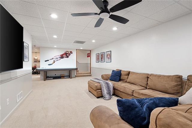 1642 Reflections Trl, Powder Springs, GA 30127 - living area with carpet, a ceiling fan, and recessed lighting
