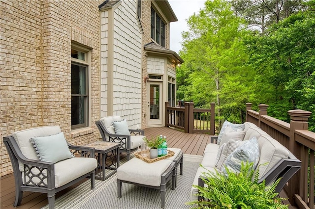 wooden deck with outdoor lounge area