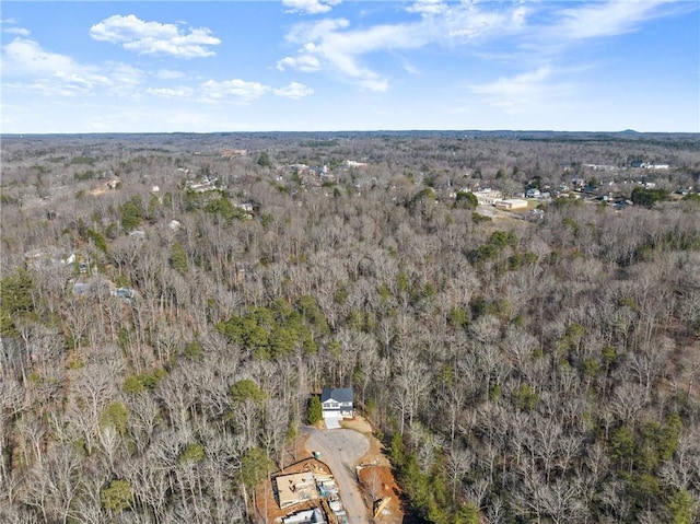 aerial view with a wooded view