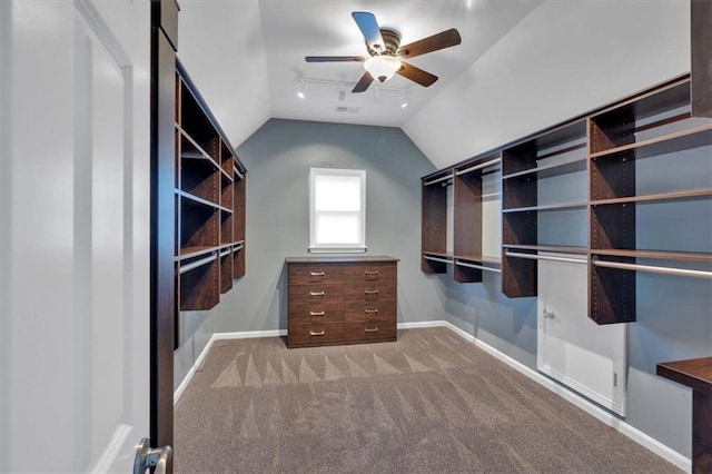 212 Thorncliff Way, Acworth, GA 30101 - spacious closet with a ceiling fan, lofted ceiling, and carpet flooring