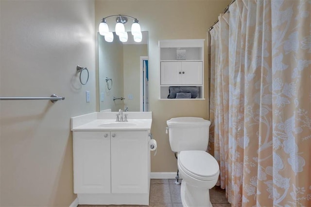 212 Thorncliff Way, Acworth, GA 30101 - bathroom with tile patterned floors, vanity, and curtained shower