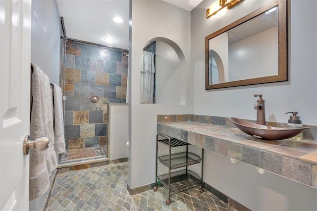 212 Thorncliff Way, Acworth, GA 30101 - full bath with walk in shower, vanity, and recessed lighting