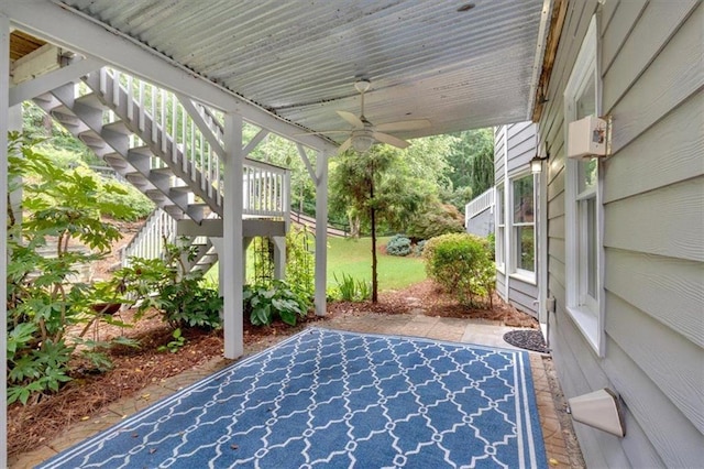 212 Thorncliff Way, Acworth, GA 30101 - view of patio featuring stairs and a ceiling fan