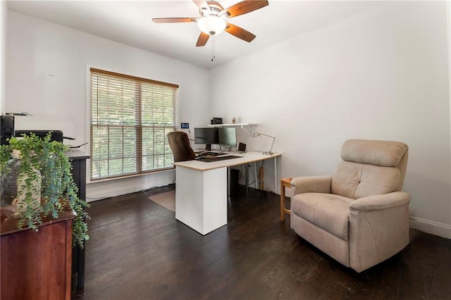 5828 Paliser Trce, Sugar Hill, GA 30518 - office featuring dark wood-type flooring and ceiling fan